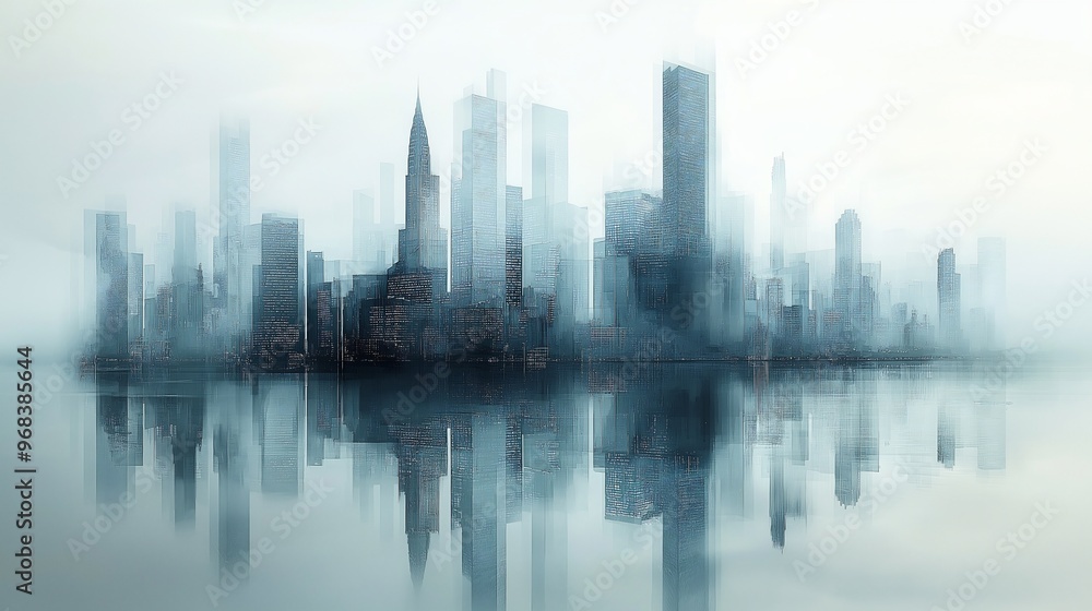 Obraz premium Abstract City Skyline with Reflection