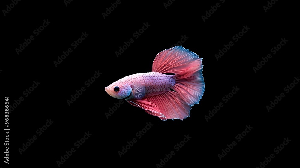 Captivating Betta Fish with Flowing Half Moon Fins in Shades of Pink and Violet Captivating Betta Fish with Flowing Half Moon Fins in Shades of Pink and Violet
