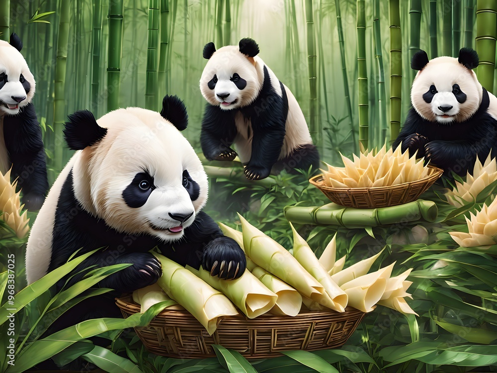 panda eating bamboo panda eating bamboo