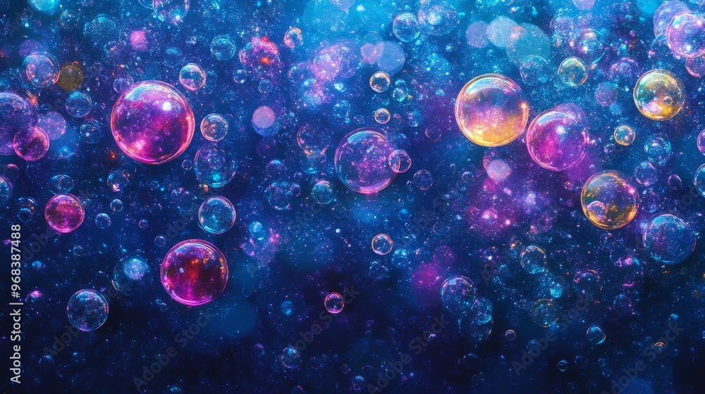 Fototapeta premium A Cosmic Abstract Background with Bright Bubbles and Sparkling Dust