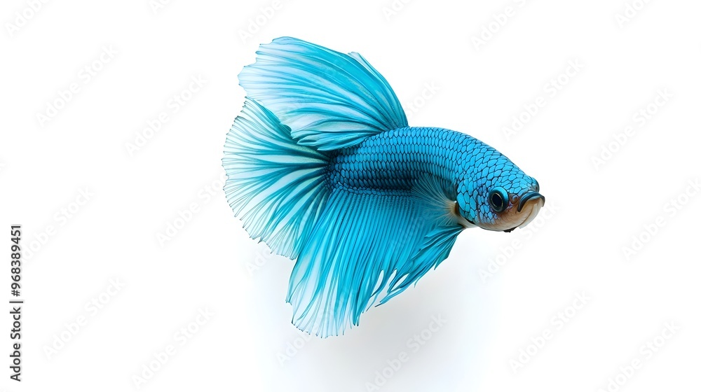 Obraz premium Regal Betta Fish Gliding with Iridescent Grace in White Space