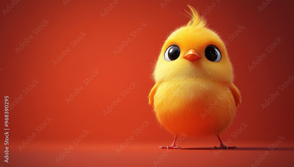 Cute Chick on Red Background Cute Chick on Red Background