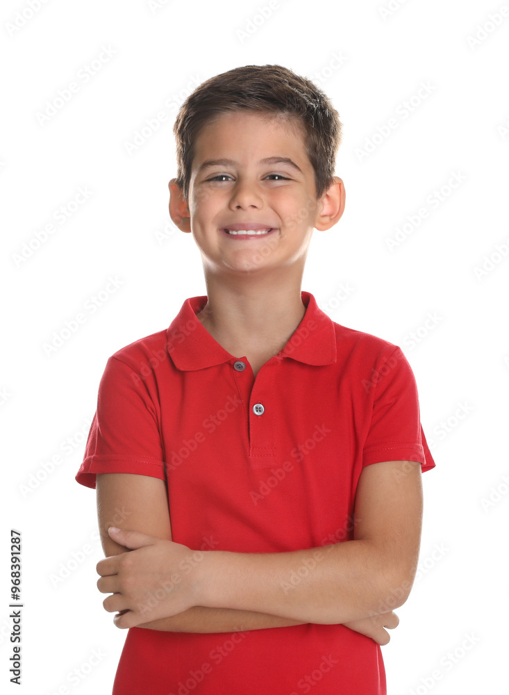 Portrait of cute little boy on white background Portrait of cute little boy on white background