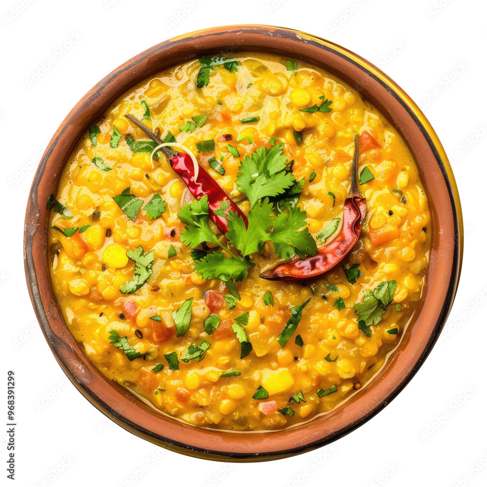 bowl of healthy dal khichadi or khichdi top view isolated on transparent white background, clipping path bowl of healthy dal khichadi or khichdi top view isolated on transparent white background, clipping path