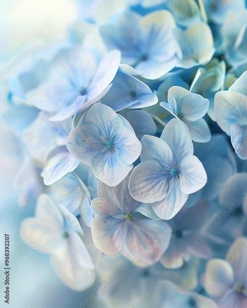 Delicate blue hydrangea flowers in soft focus Delicate blue hydrangea flowers in soft focus