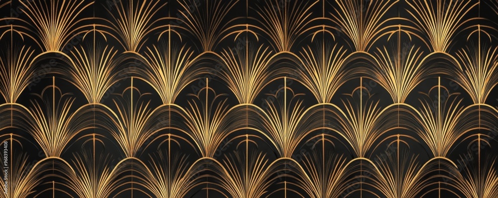 Luxurious Art Deco Elegance in Black and Gold - Geometric Patterns with Architectural Flair Luxurious Art Deco Elegance in Black and Gold - Geometric Patterns with Architectural Flair