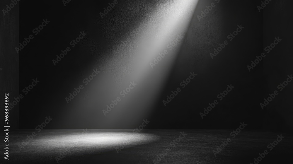 Light Beam Shining in a Dark Room, Dramatic and Moody Lighting, Concrete Wall Light Beam Shining in a Dark Room, Dramatic and Moody Lighting, Concrete Wall