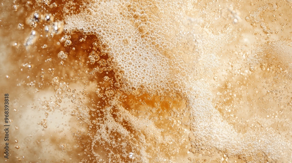 Sparkling golden bubbles in a fizzy drink Sparkling golden bubbles in a fizzy drink