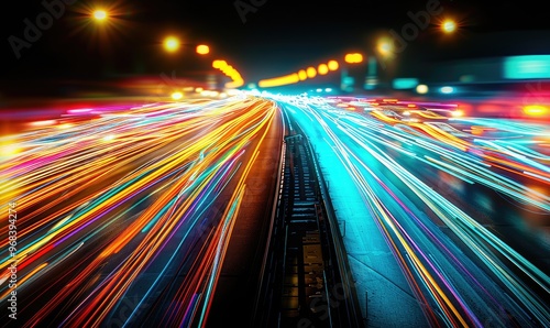 Dynamic Blurred Light Trails on Road: Speed and Motion Advertisement