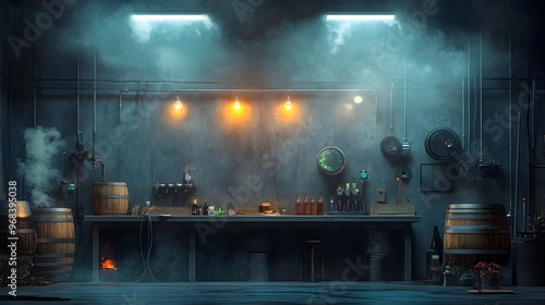 Wallpaper Mural Dramatic Lighting Showcases Rustic Brewery Barrels Aging Craft Beer Torontodigital.ca