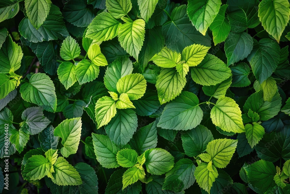 Lush Green Leaves Intertwined in a Dense Forest Lush Green Leaves Intertwined in a Dense Forest