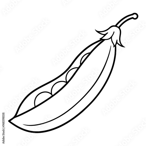 snap peas vegetable outline coloring book page line art illustration digital drawing