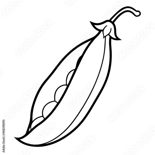 snap peas vegetable outline coloring book page line art illustration digital drawing