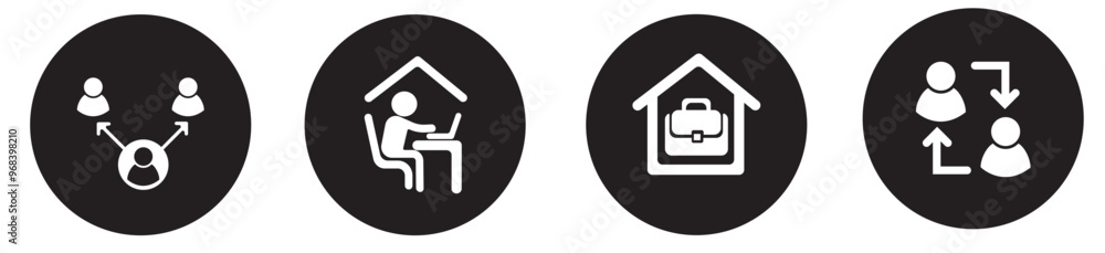 Home office and job related icon set. Home office icons vector illustration Home office and job related icon set. Home office icons vector illustration