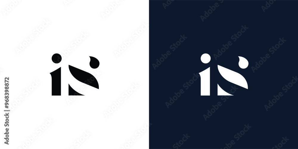 Fototapeta premium Abstract letter IS logo.
