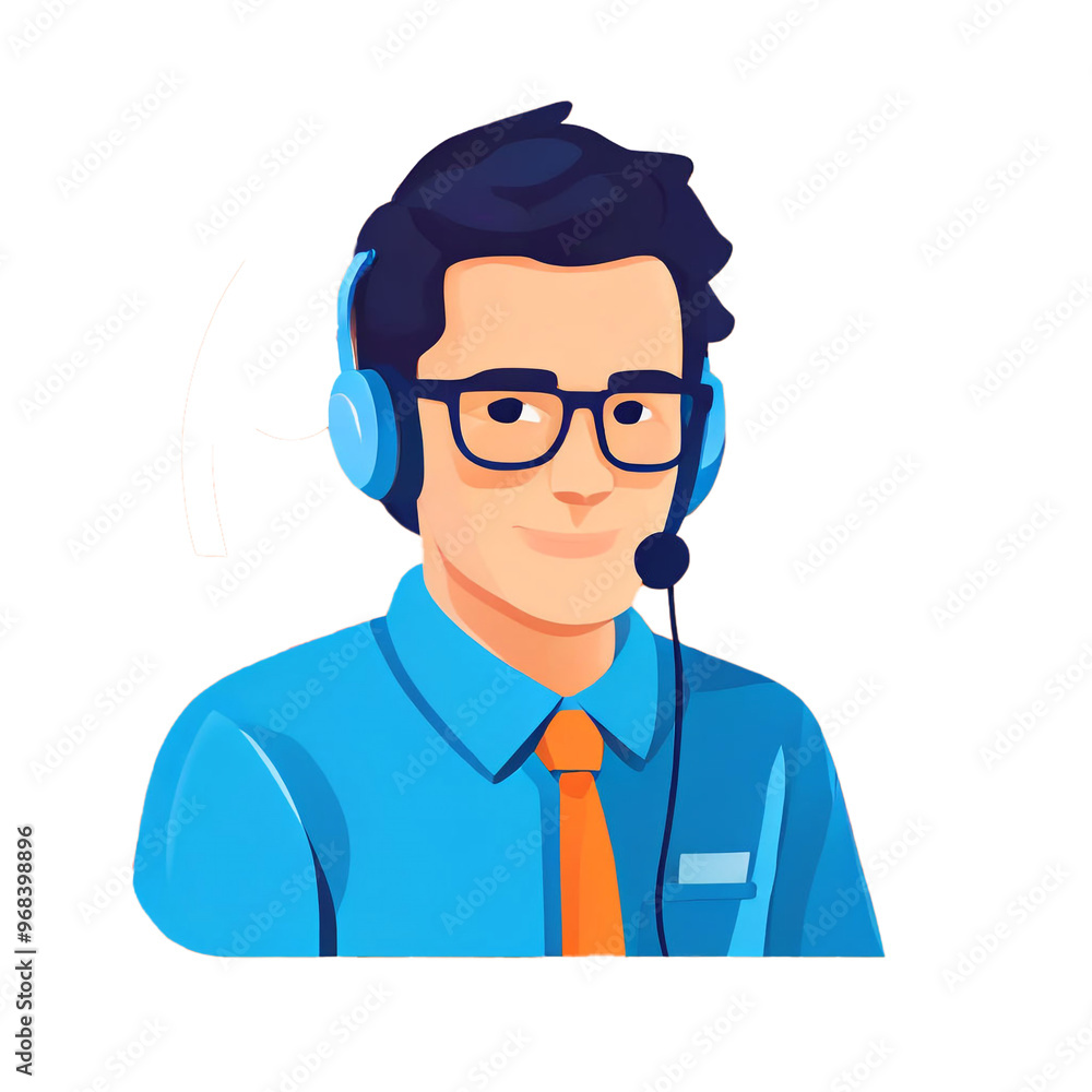 Customer Service Agent Flat Style Icon Isolated on Transparent Background Customer Service Agent Flat Style Icon Isolated on Transparent Background