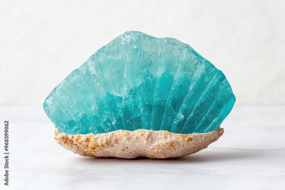 Vibrant blue-green crystal formation on a natural rock surface Vibrant blue-green crystal formation on a natural rock surface