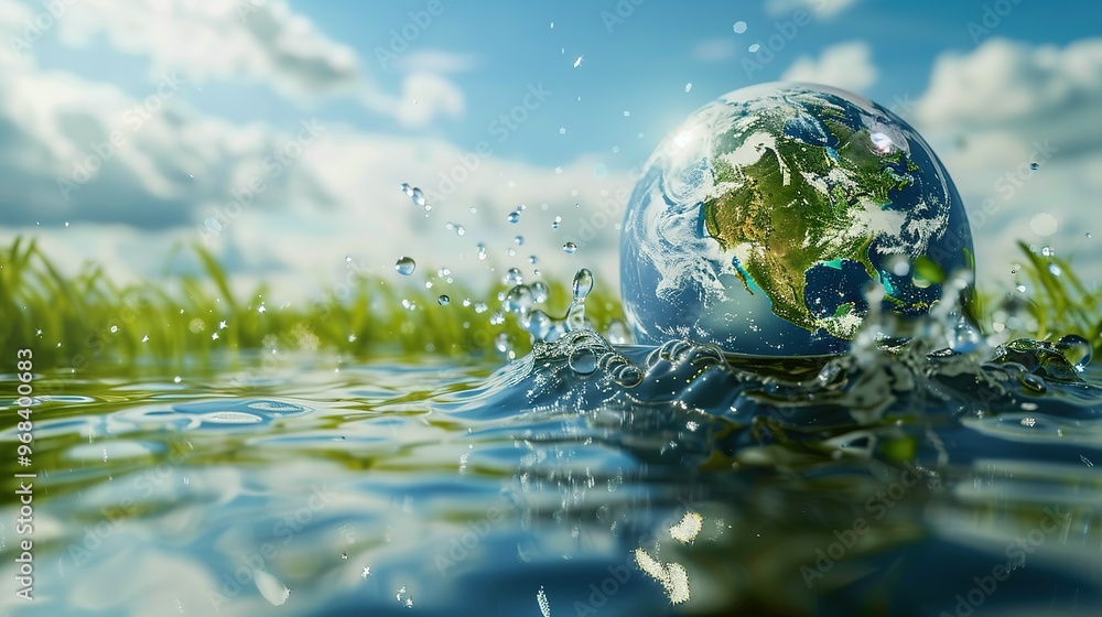 A concept of saving water and protecting the environment, emphasizing