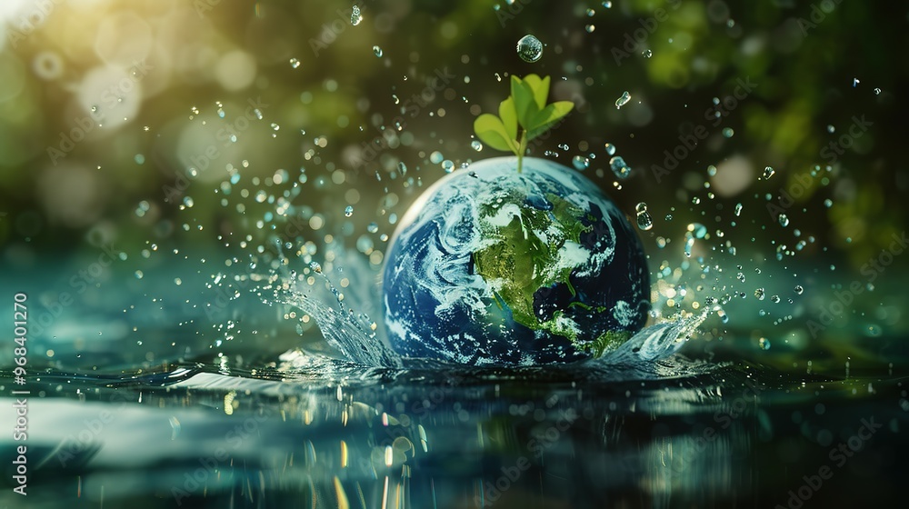 A concept of saving water and protecting the environment, emphasizing A concept of saving water and protecting the environment, emphasizing