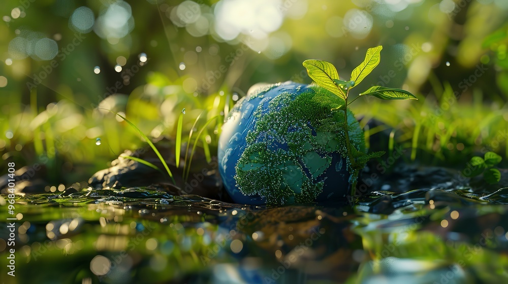 A concept of saving water and protecting the environment, emphasizing A concept of saving water and protecting the environment, emphasizing
