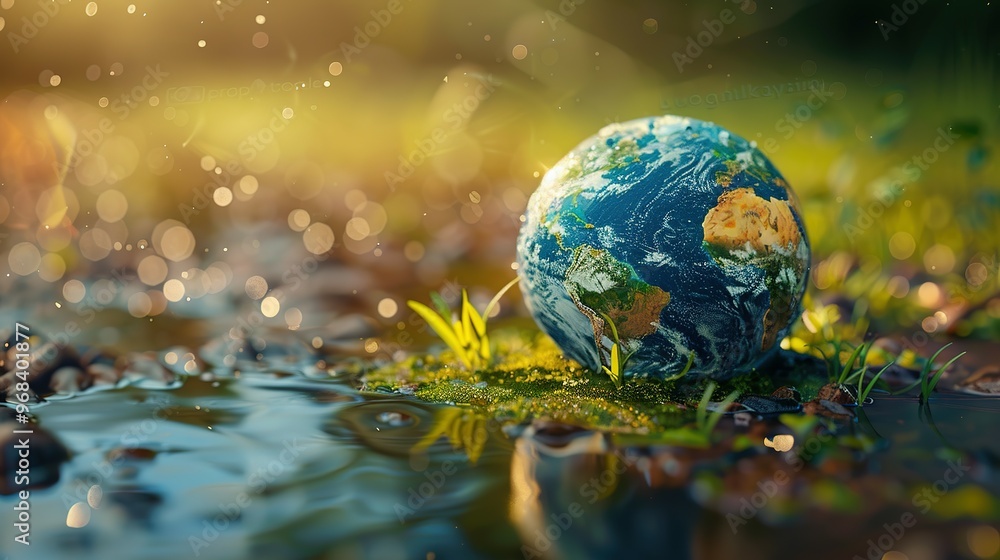 A concept of saving water and protecting the environment, emphasizing A concept of saving water and protecting the environment, emphasizing