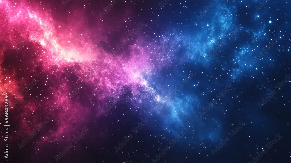 Cosmic Nebula with Pink and Blue Glowing Gas and Stars Cosmic Nebula with Pink and Blue Glowing Gas and Stars