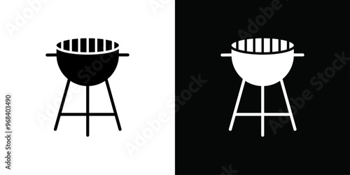 Barbecue grill icon Thin line flat illustration