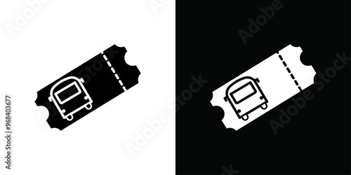 Bus Ticket icon Thin line flat illustration photo