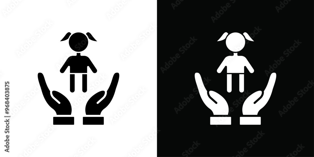 Child custody icon Thin line flat illustration