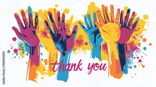 A vibrant vector design of hands signing thank you