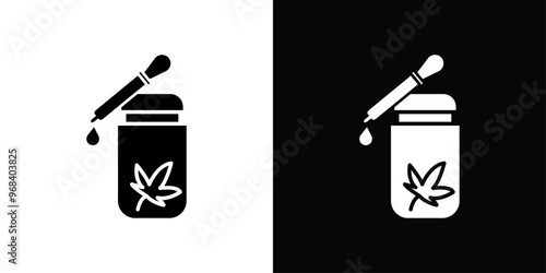 CBD oil drop icon Thin line flat illustration