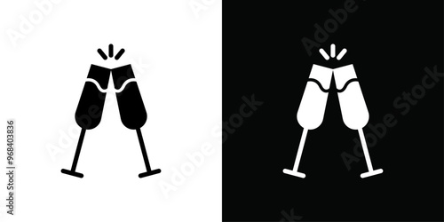 Champagne toast icon Thin line flat illustration