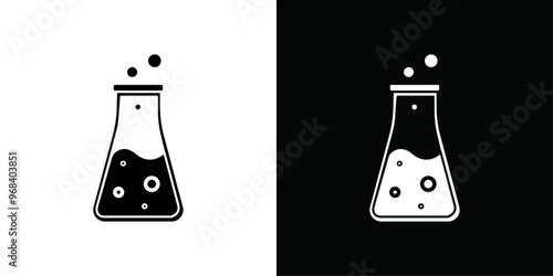 Chemical flask icon Thin line flat illustration