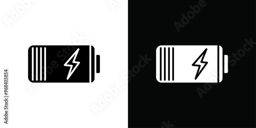 Charging battery icon Thin line flat illustration photo