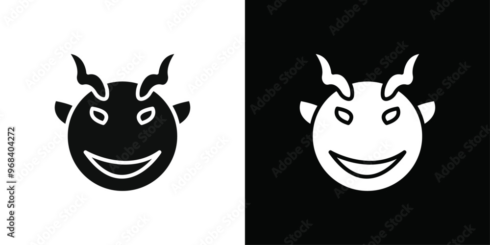 Demon devil icon Thin line flat illustration Demon devil icon Thin line flat illustration
