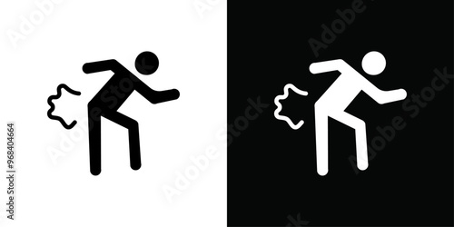 Farting icon Thin line flat illustration