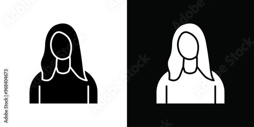 Female icon Thin line flat illustration