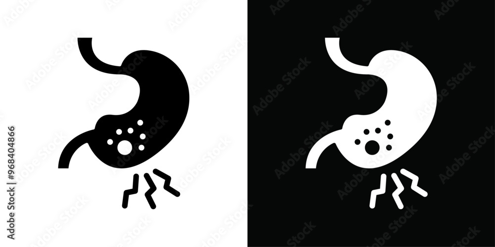Fototapeta premium Gastritis icon Thin line flat illustration