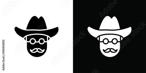 Gentleman icon Thin line flat illustration