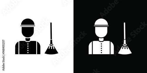 Janitor icon Thin line flat illustration