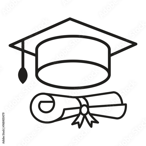 Education and Graduation Line Icon Vector Design Template