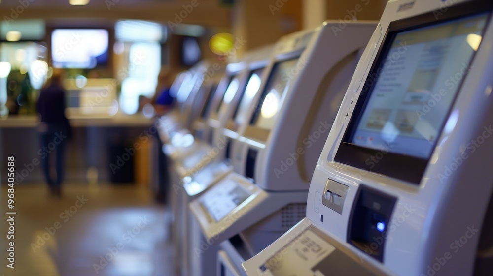 Fototapeta premium Online Banking Kiosk: A computer terminal for self-service, letting customers manage their accounts, transfer funds, and pay bills through the bank's online platform.