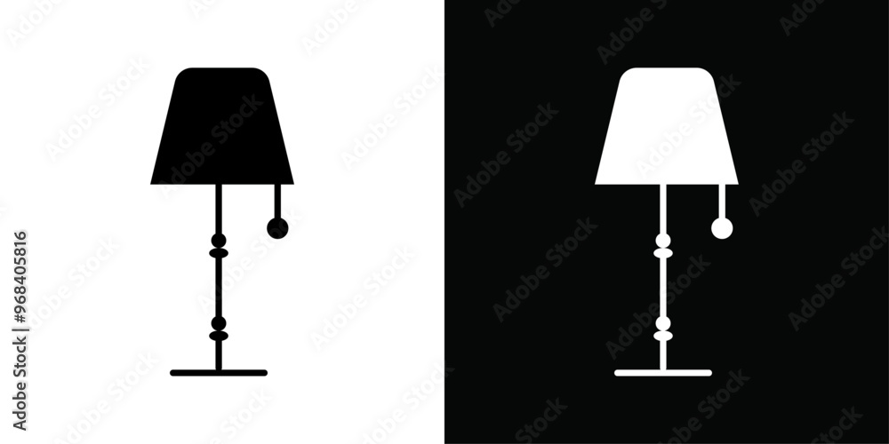 Night Bedside Lamp icon Thin line flat illustration Night Bedside Lamp icon Thin line flat illustration