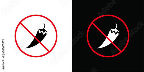 No spicy hot chilli icon Thin line flat illustration
