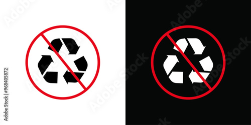 Non Recyclable icon Thin line flat illustration