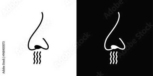 Nose with smoke icon Thin line flat illustration