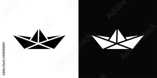 Paper boat icon Thin line flat illustration