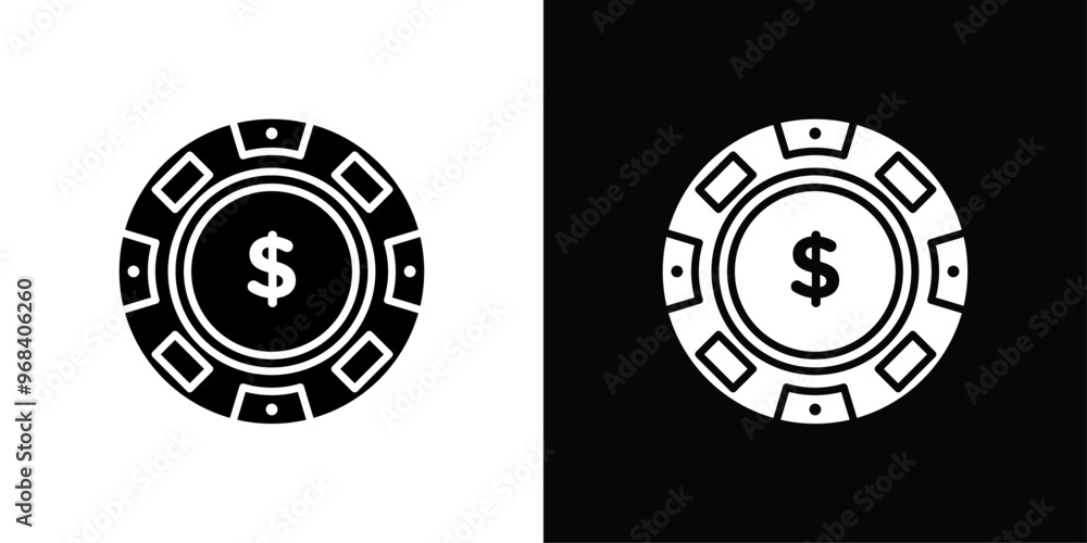 Poker chip icon Thin line flat illustration Poker chip icon Thin line flat illustration