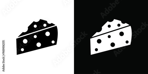 piece of cheese icon Thin line flat illustration