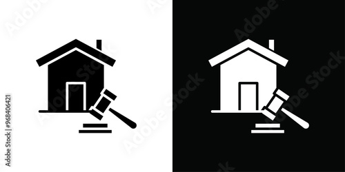 Real estate auction icon Thin line flat illustration
